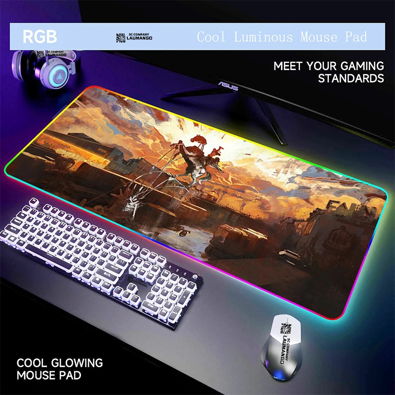 

RGB коврик для мыши Disco Elysium, компьютерный геймер Xxl, игровой коврик для клавиатуры, ковровые подушечки аниме коврики, большой коврик с подсвет...