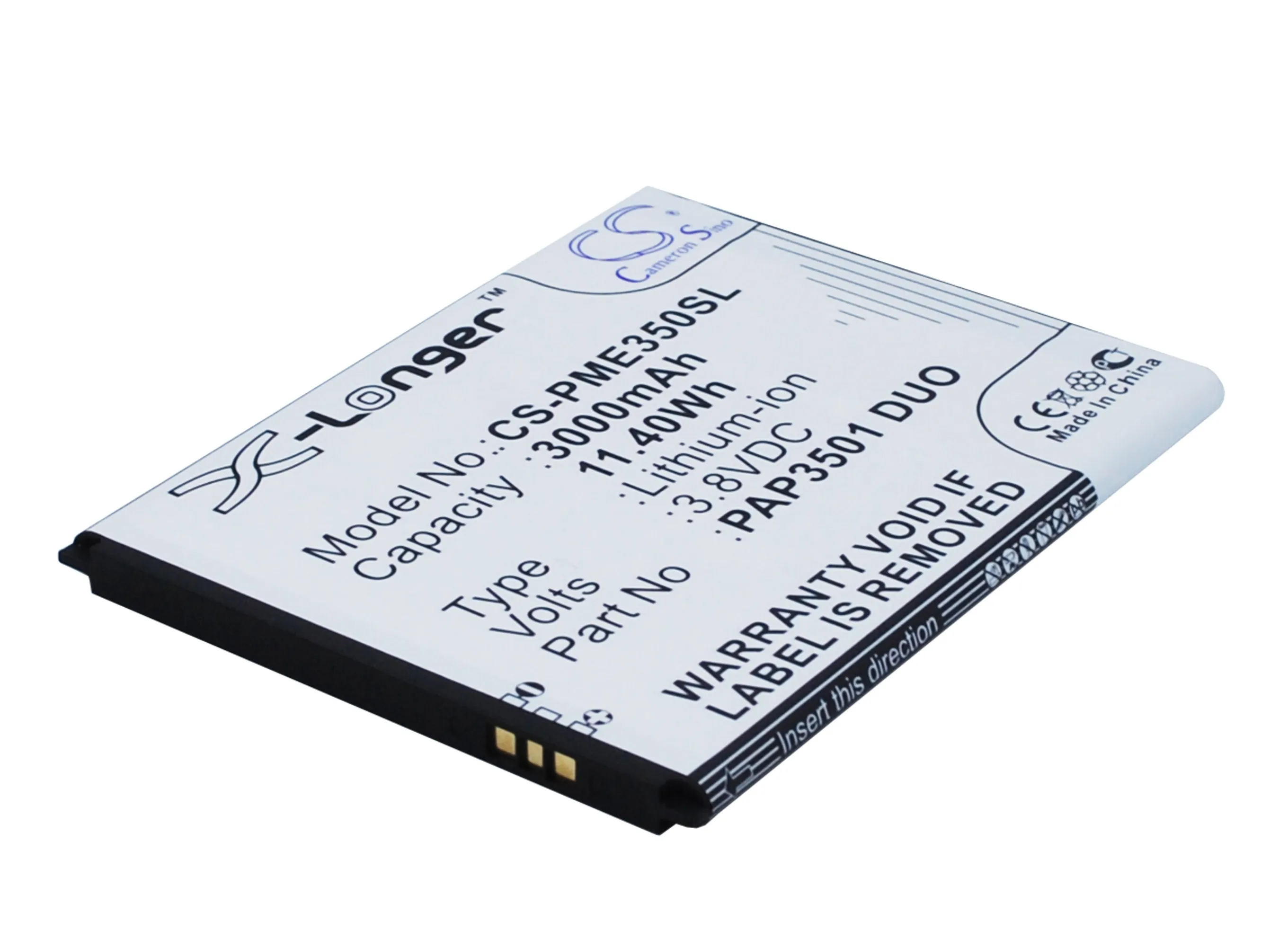 

CS 3000mAh / 11.40Wh battery for Prestigio MultiPhone 3501 DUO PAP3501 DUO