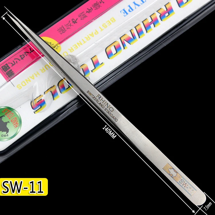 Японский Пинцет RHINO SW, матовый антимагнитный антикислотный тонкий заостренный точный пинцет, инструмент для зажима электронных компонентов