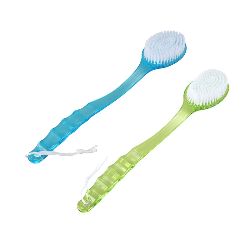 

2 Pcs Long Handled Body Bath Shower Back Brush Scrubber Massager Disability Helper Green & Blue