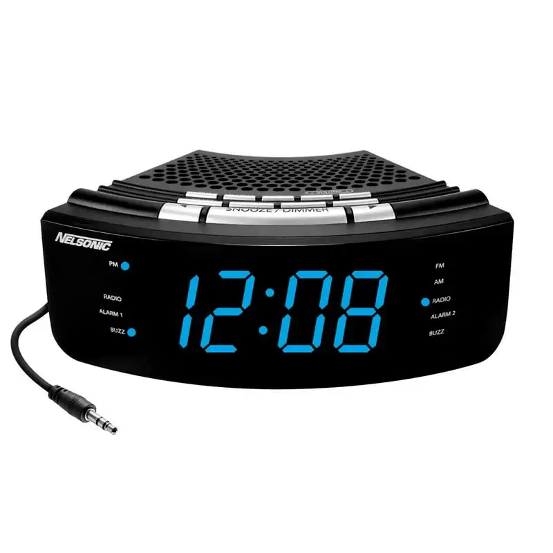 Lankybox-Reloj despertador NLC618 para dormitorio, Radio con cable auxiliar integrado, sala de...