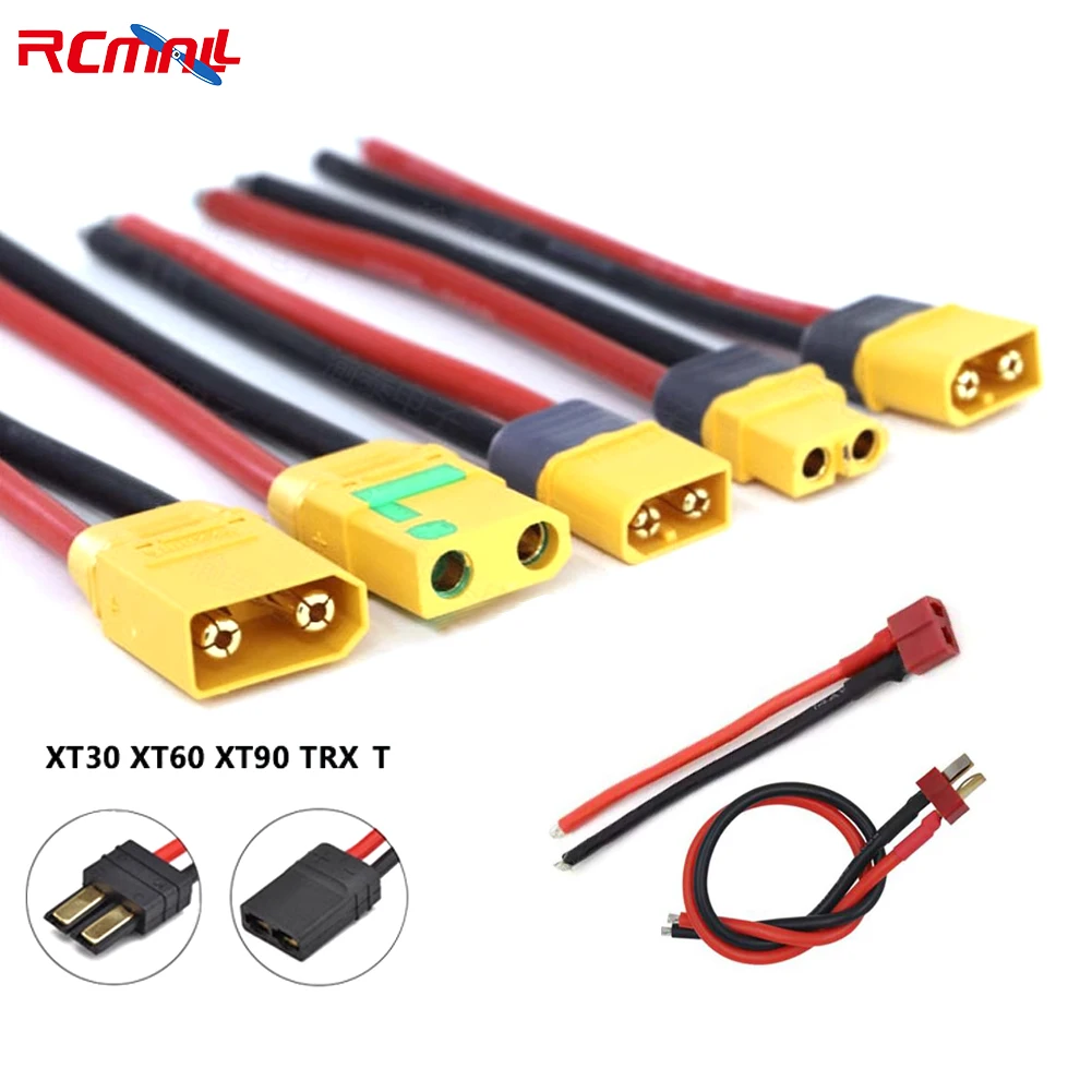 RCmall для Amass XT90H XT90S XT60 T-plug TRX XT30U XT60H Штекерный кабель 15 см 12AWG 14AWG 16AWG для аккумулятора FPV дрона