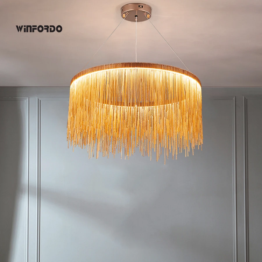 2023 Modern Art Decor Tassel Pendant Lamps Chain Chandelier for Bedroom Living Room Restaurant Lights Winfordo 110V / 220V |