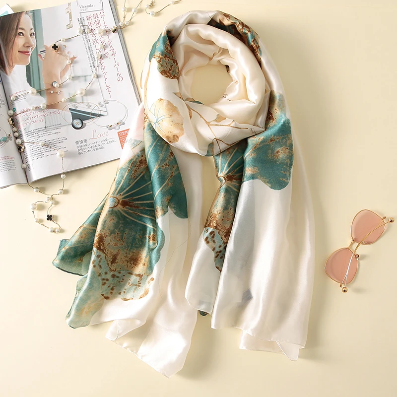 

Floral elegant high-end simulation silk scarf female decorative shawl sunscreen beach towel retro bridal shawl chiffon scarf