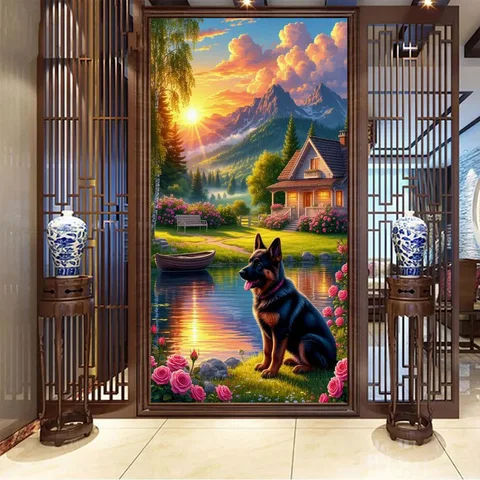 Алмазная картина Fatcat Закат Садовый пейзаж