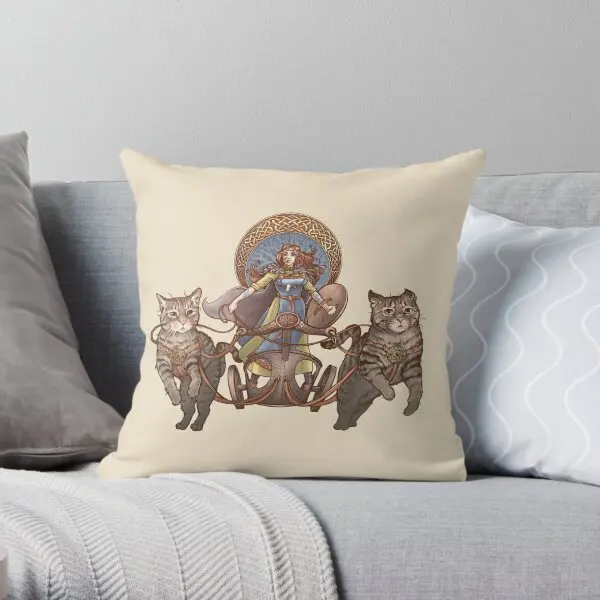 

Наволочка для подушки с принтом Фреи вождения ее кошки и колесика, комфортное украшение, модные подушки для дома и автомобиля без одной стороны