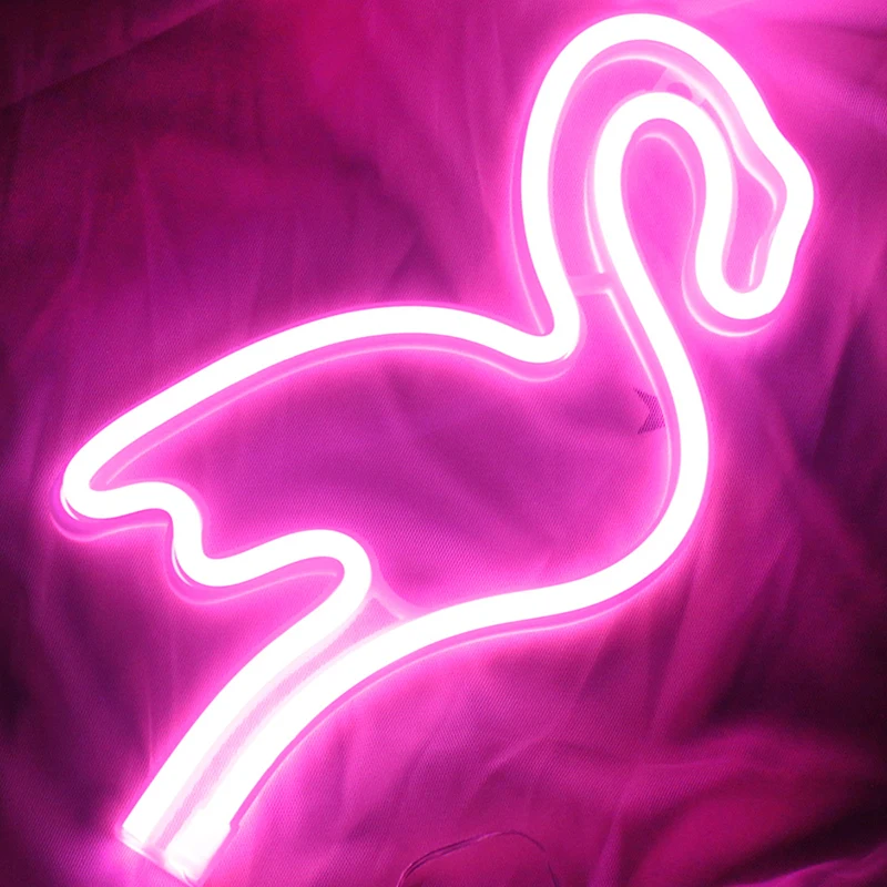 

Flamingo Neon Sign Special LED Night Light Wall Decoration Battery Powered for Home Bedroom, Bar Festive Wedding Party Decoratio