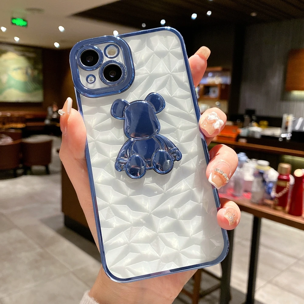 Чехол с гальваническим покрытием INS Bear для iPhone 12 11 13 Pro Max 7 8 Plus SE 2020 X XR XS MAX |