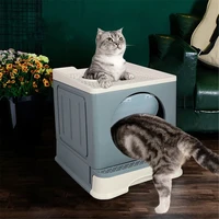 large pet toilet bedpan anti splash closed cat litter box collapsible drawer type deodorant cat ltter box pets products wc gatos