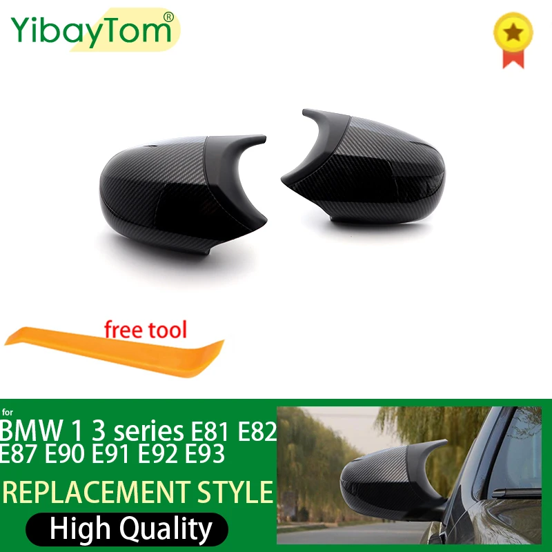 1pair For BMW E87 E81 E82 E90 E91 E92 E93 Rear View Side Case Trim ABS Carbon Fiber Style Car Rearview Mirror Cover