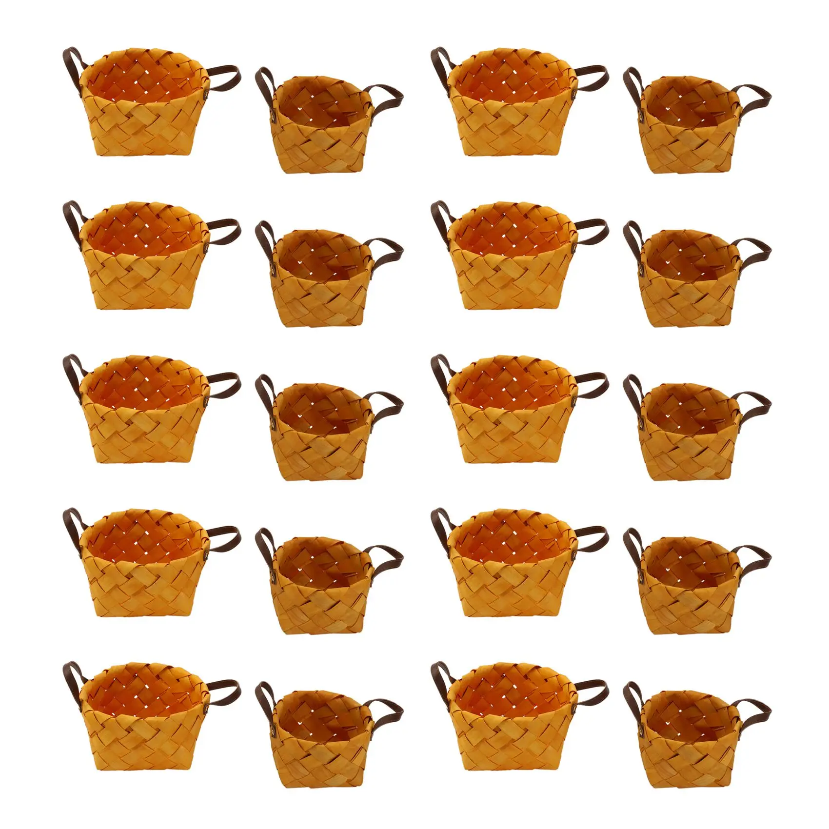 

20 Pcs Hand Woven Bread Fruit Storage Basket Wood Chip Woven Storage Box Japanese Round Food Tray with Home Decoration