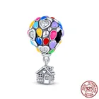 Подвеска шарик с изображением дома из фианита, подвеска-Шарм-бусина подходит для оригинального браслета Pandora, браслет для ребенка, реальные серебряные украшения, сделай сам