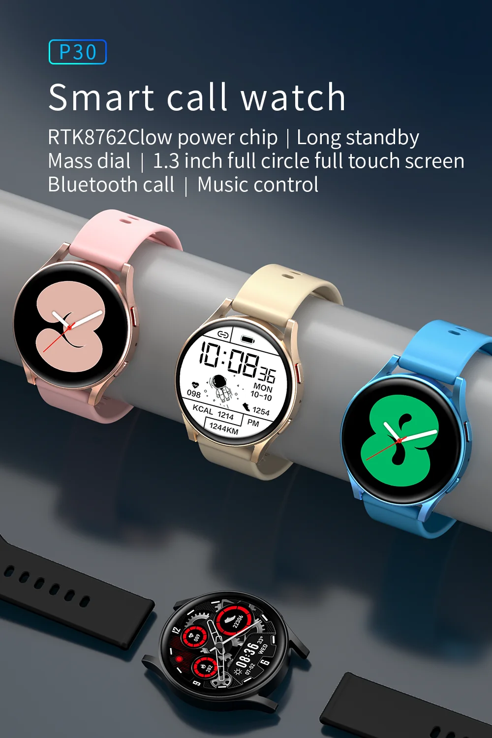 

2022 New Bluetooth Smart Watch Call Health Monitoring Smart Bracelet P30 Men And Women Sports Watch For Samsung Galaxy Watch4