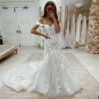 sevintage luxury mermaid wedding dresses lace appliques off the shoulder bridal gowns plus size wedding dress 2022