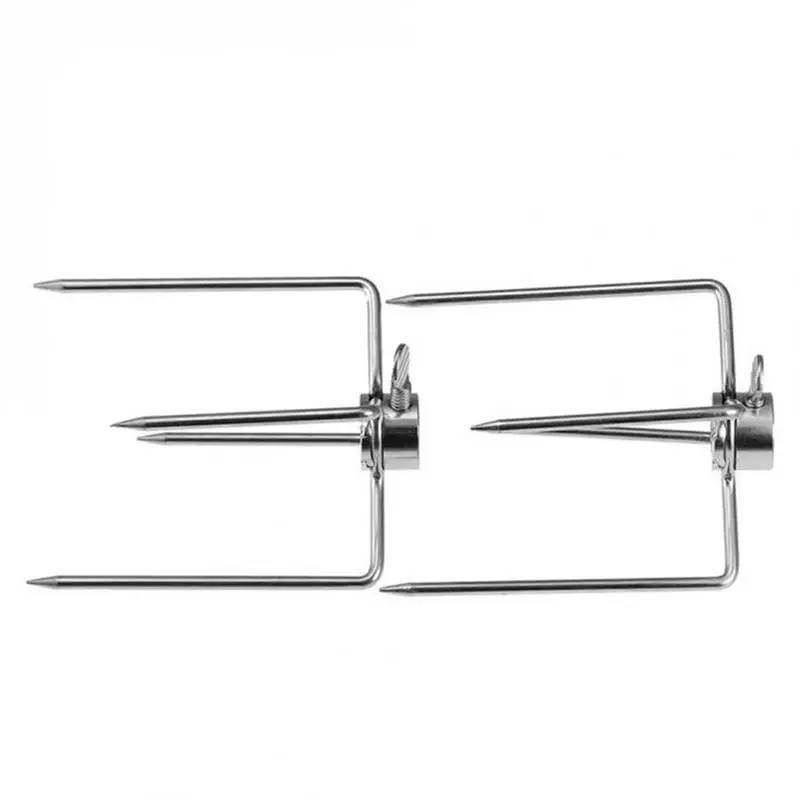 

Rotisserie Meat Forks 1 Pair Square Stainless Steel Rotisserie Spit Rods 4-Prong Roast Chicken Fish Forks For Home Picnic BBQ