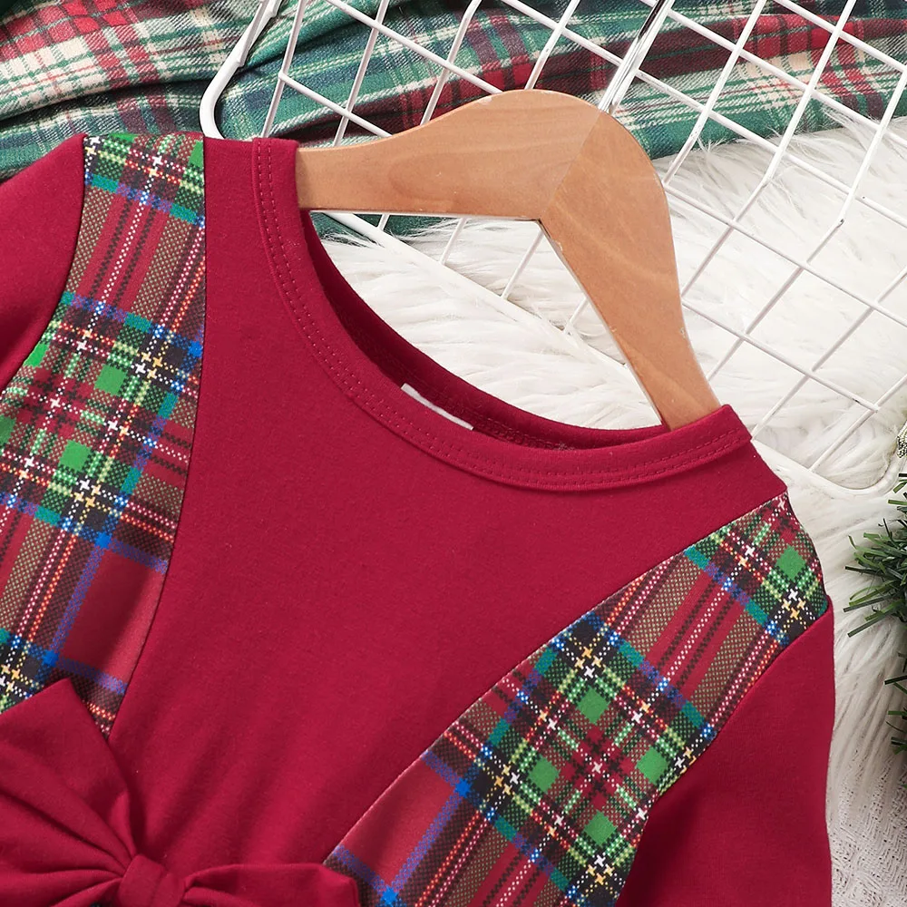 2024 рождественские платья для младенцев с принтом Санта-Клауса клетчатое платье