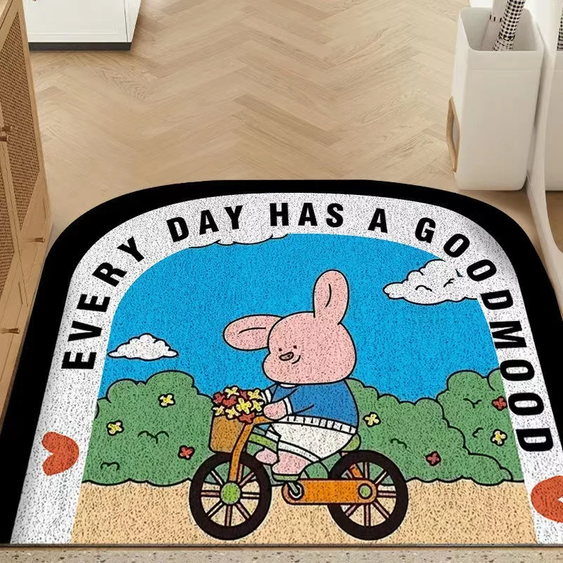 

PVC Silk Loop Home Mat Carpet Can Be Cut Custom Porch Entrance Door Mat Cartoon Art Design Door Mat Carpet Small Anti-slip Mat