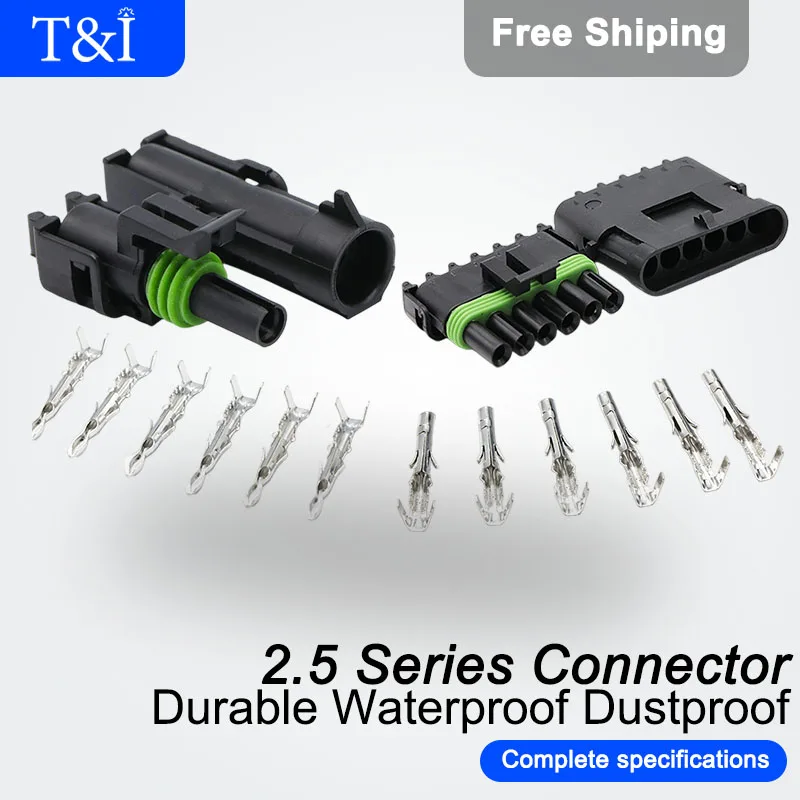 

5/10/100Sets 2.5 Type 1/2/3/4/6Pin Automobile Waterproof Connector Male Female Butt Plug Socket 12015792 12015793