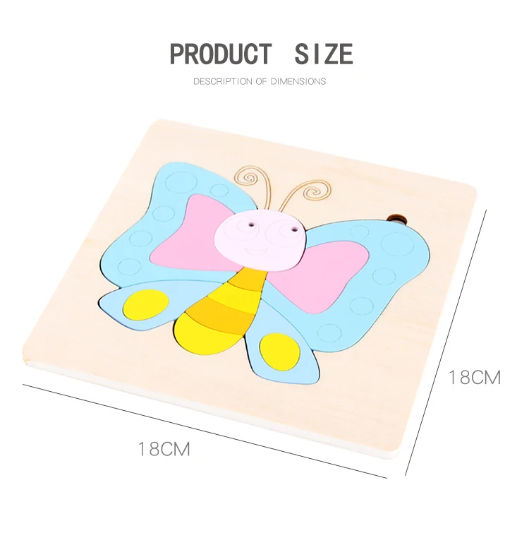 Деревянный 3D-пазл-головоломка с мультяшными животными интеллектуальная детская