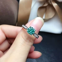 meibapj new fashion 12 carats green moissanite diamond simple ring for women 925 sterling silver fine wedding jewelry