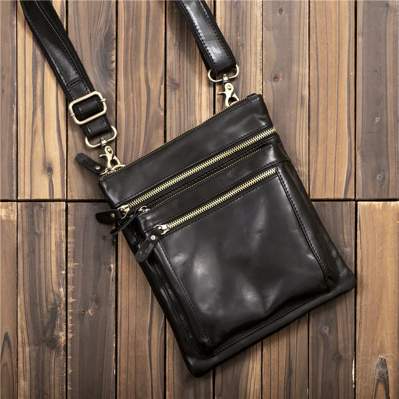 2023 New Leather Men's Shoulder Tablet Bag Vintage Oil Wax Men's Head Layer Cowhide Leather Crossbody Bag
