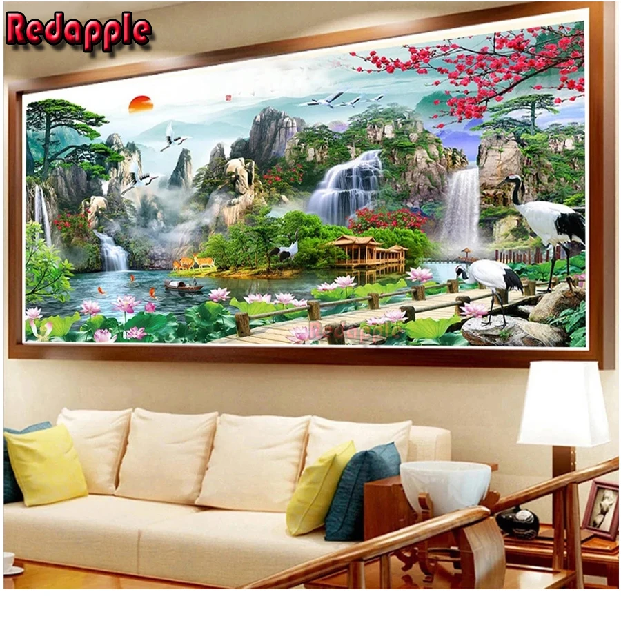 

Diamond Painting Cross Stitch Kits DIY Welcome Pine Flowing Money Diamond Embroidery,Round Square Diamond Full Rhinestone decor