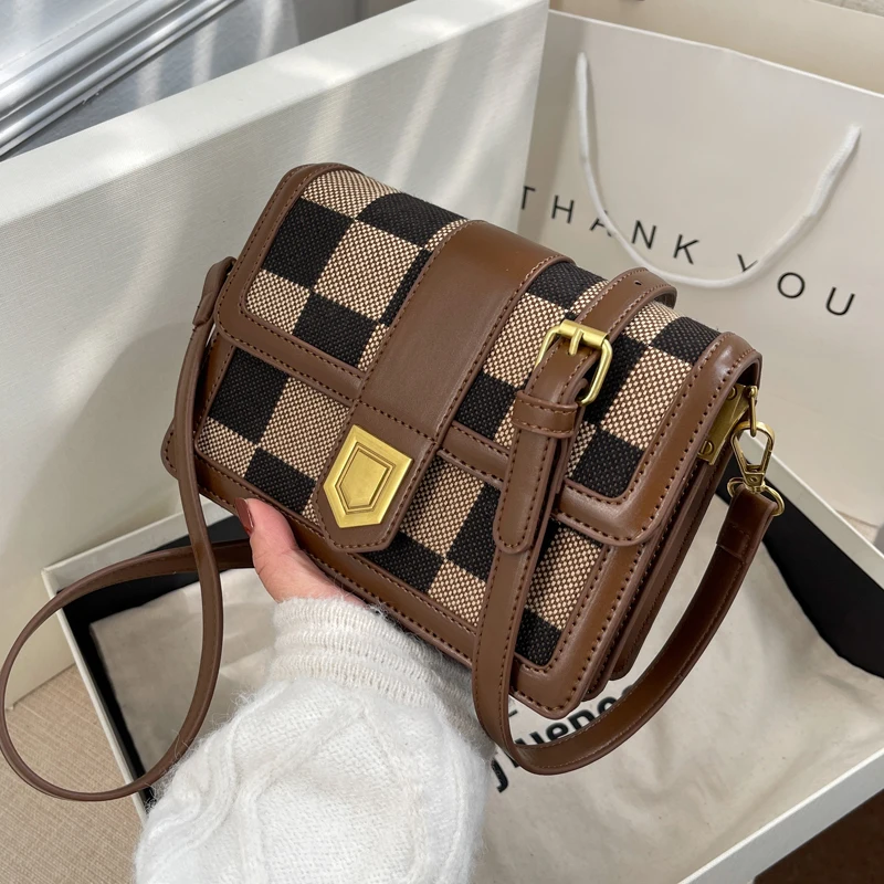 

Роскошная сумка в клетку, женские маленькие простые сумки на плечо для женщин 2022, Классическая сумка-мессенджер, Женская ромбовидная сумка ...