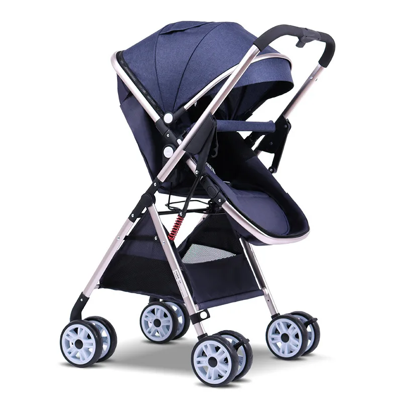 High-view Stroller Can Sit, Lie Down, Light, Fold Four-wheel Shock-absorbing Umbrella Stroller for Babies 01-3 Years Old