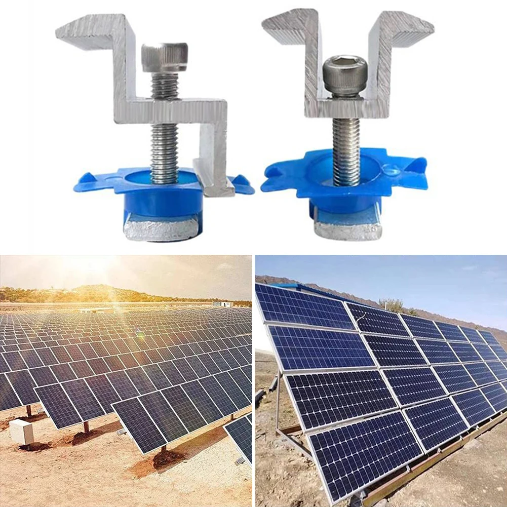 12 Pcs Solar Panel Bracket End & Mid Module Clamp Aluminium Alloy Corrosion-resistant Rust-proof Solar System Install Fittings