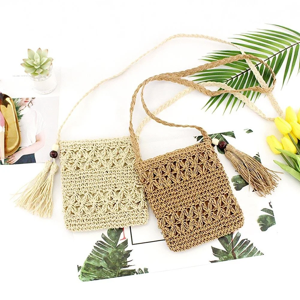 

Women Messenger bags Ins Hot Sale Hollow Out Woven Single shoulder Crossbody Tassel Beach Casual Straw Bag for Women girl bags
