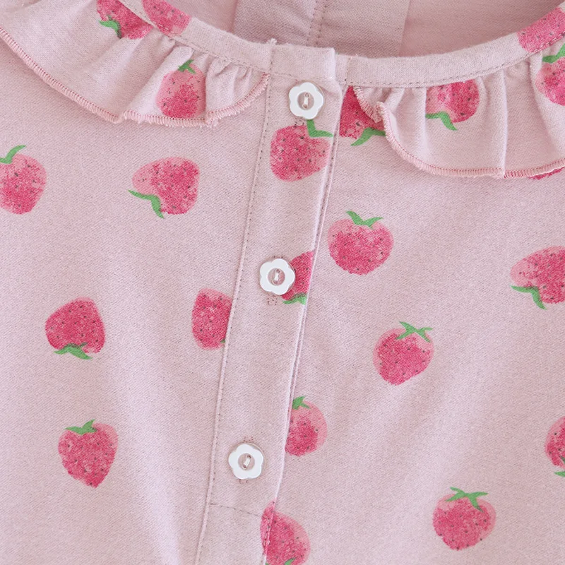 Spring and Autumn New Ladies Long Skirt 100% Cotton Knitted Cute Cartoon Nightdress Round Neck Sweet Long Sleeve Skirt Homewear