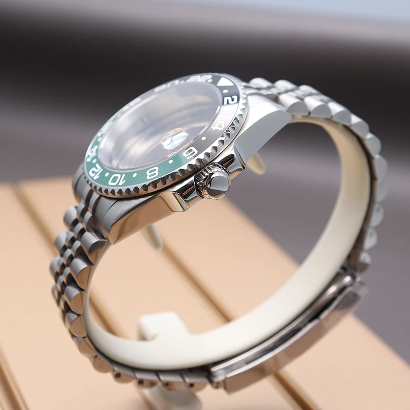Black+Green Ceramic Bezel 40mm Gmt Case Watch Watchband For Seiko nh35 nh36 Miyota 8215 Eta 2824 Movement 28.5mm Dial Waterproof enlarge