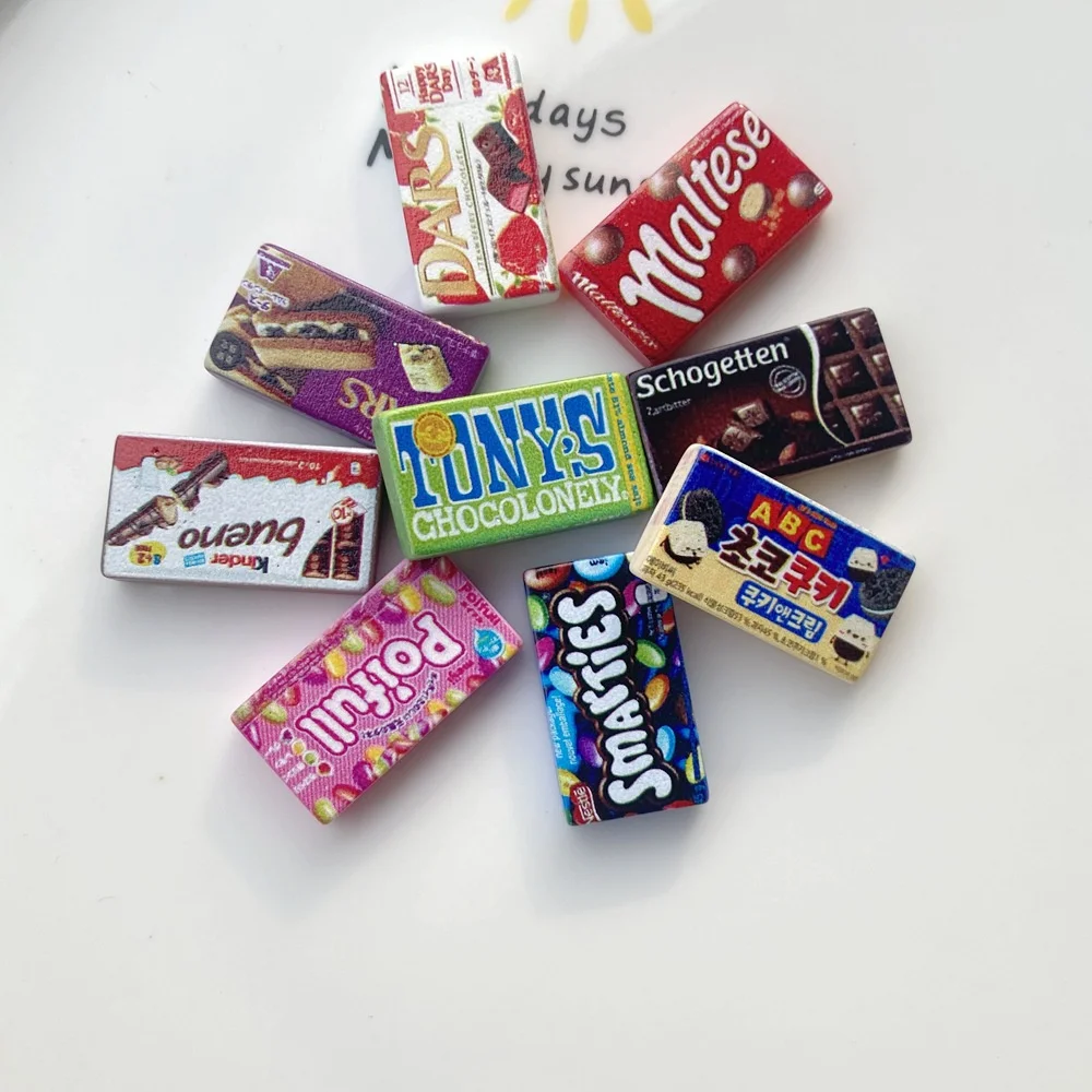 20Pcs Simulation Chocolate Box Resin Flat Back Phone Decor Patches Fun Earrings Hairpin Jewelry Making DIY Ornaments Accessories -