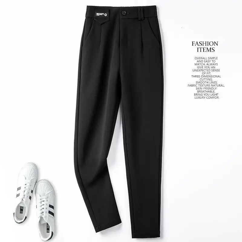 2023 New Women Spring Autumn Korean Solid High Waist Straight Suits Pants Ladies Fashion Casual Loose Long Trousers X109