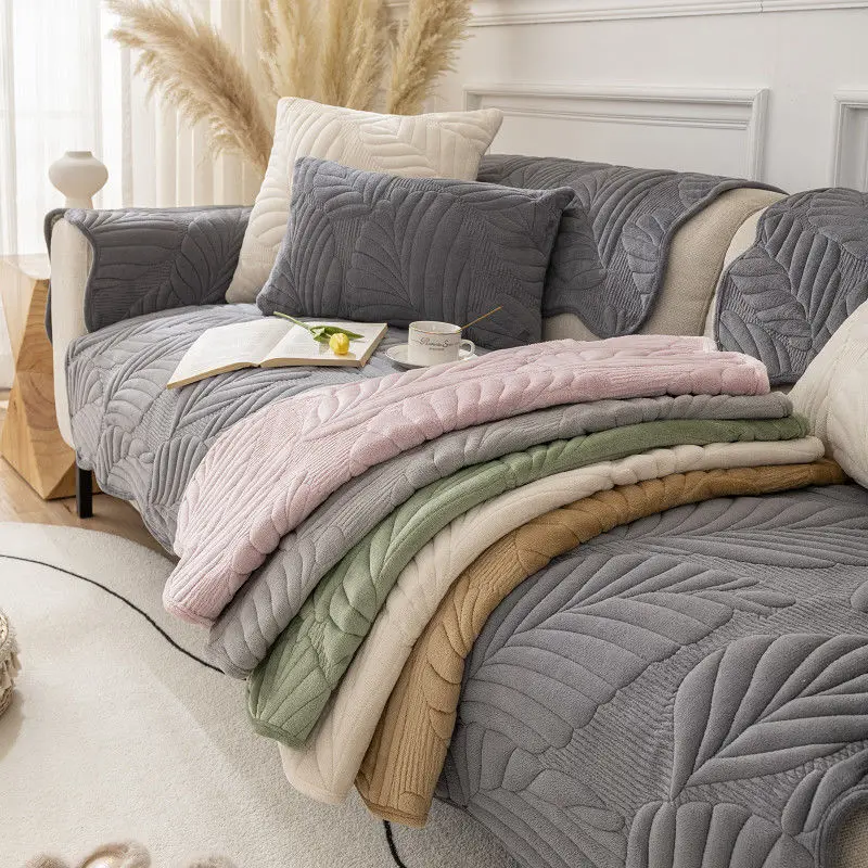 

2022 New Thickened Sofa Cushion Winter Milk Velvet Cushion Cushion Cover Towel Plush Sofa Cover Simple Non-Slip