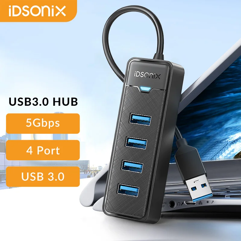 

iDsonix USB 3.0 HUB 4 Ports Type C USB Splitter Adapter 5Gbps High Speed Dock Station HUB Multi Socket OTG for PC Laptop Mac Pro