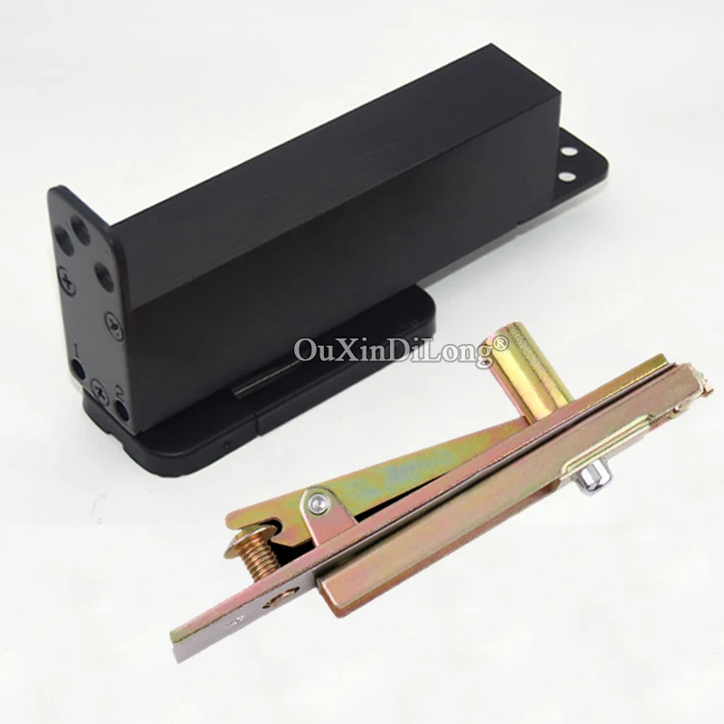 Новинка, 1 комплект, сверхмощные поворотные дверные петли, невидимые скрытые гидравлические буферные дверные петли, черный напольный пружинный шарнир, установка вверх и вниз