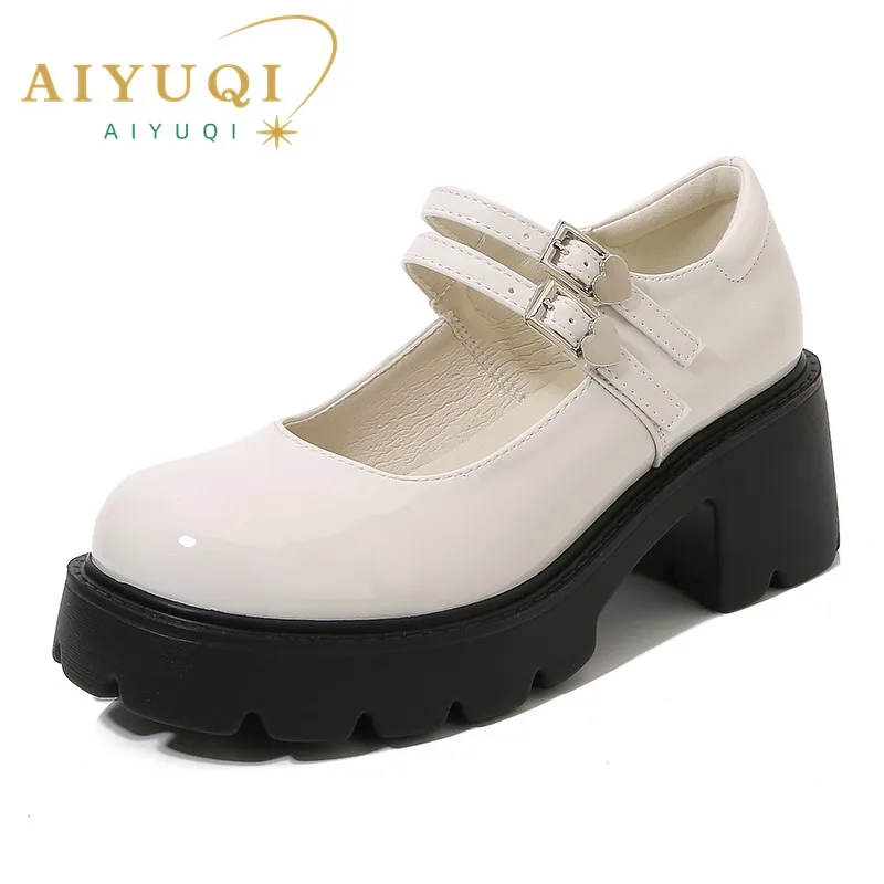 AIYUQI Mary Jane Shoes Women 2023 New Platform Patent Leather Women Loafers College Style Shallow Mouth Ladies Shoes