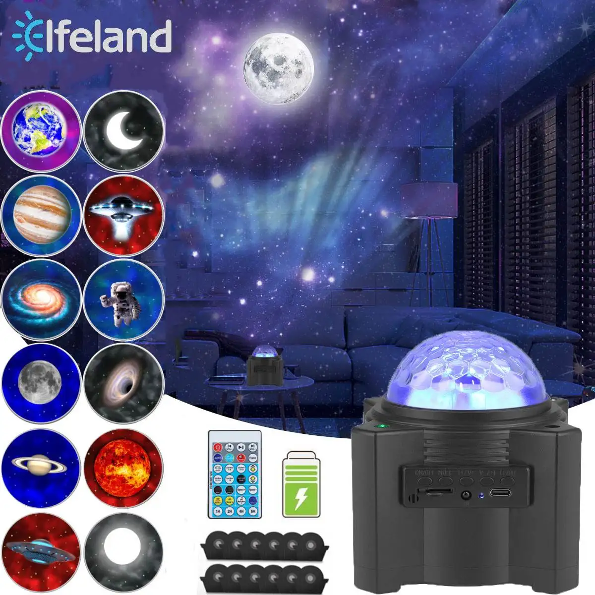 

Romantic Starry Sky Galaxy Projector Nightlight Child Blueteeth USB Music Player Star Night Light Colorful Projection Lamp Gifts