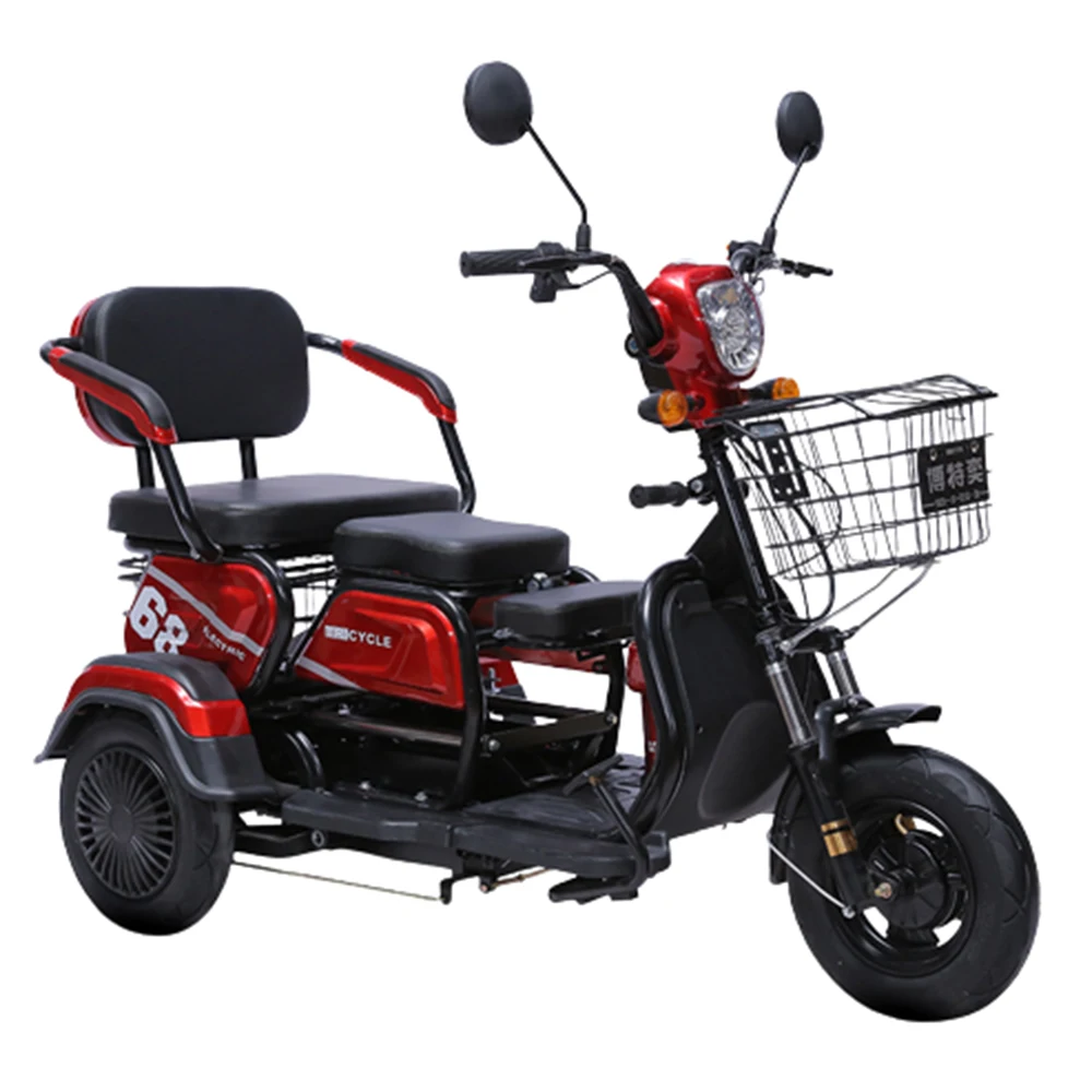 

600/800w Electric Tricycle Adult Trike Vacuum Rubber Tyre Highlight Headlights Large Capacity Storage Basket 3 Wheel Scooter
