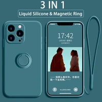 liquid silicone case for iphone 11 12 13 pro max xr xs x mini 8 7 plus 6s 6 se 2020 13 case mini magnetic ring holder soft cover