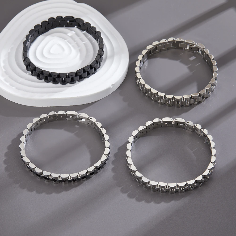 

Wide Steel Black Color Stainless Steel Watch Band Bracelet for Men Watchlink Bracelets Jewelry