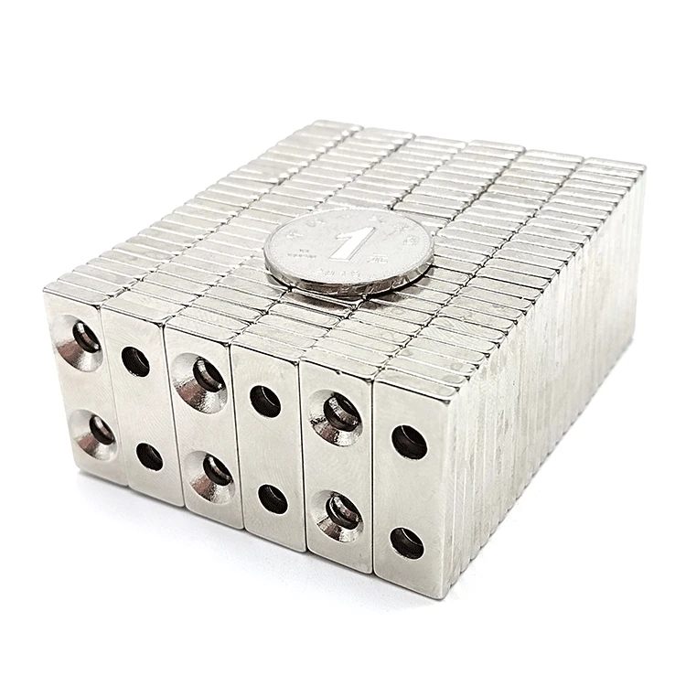 

Stong Neodymium Square Magnet with Countersunk Double Hole Permanent NdFeB Magnets 30x10x3 with M5 Hole Imanes 30x10x5 30x10x10