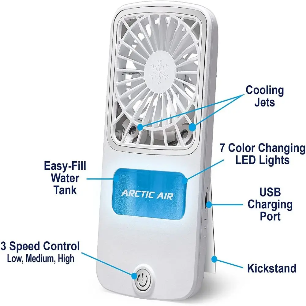 

1000mAh Battery Air-conditioning Fan 3 Speeds USB Charging Handheld Wireless Fans Square Built-in kickstand Air Cooling Cooler