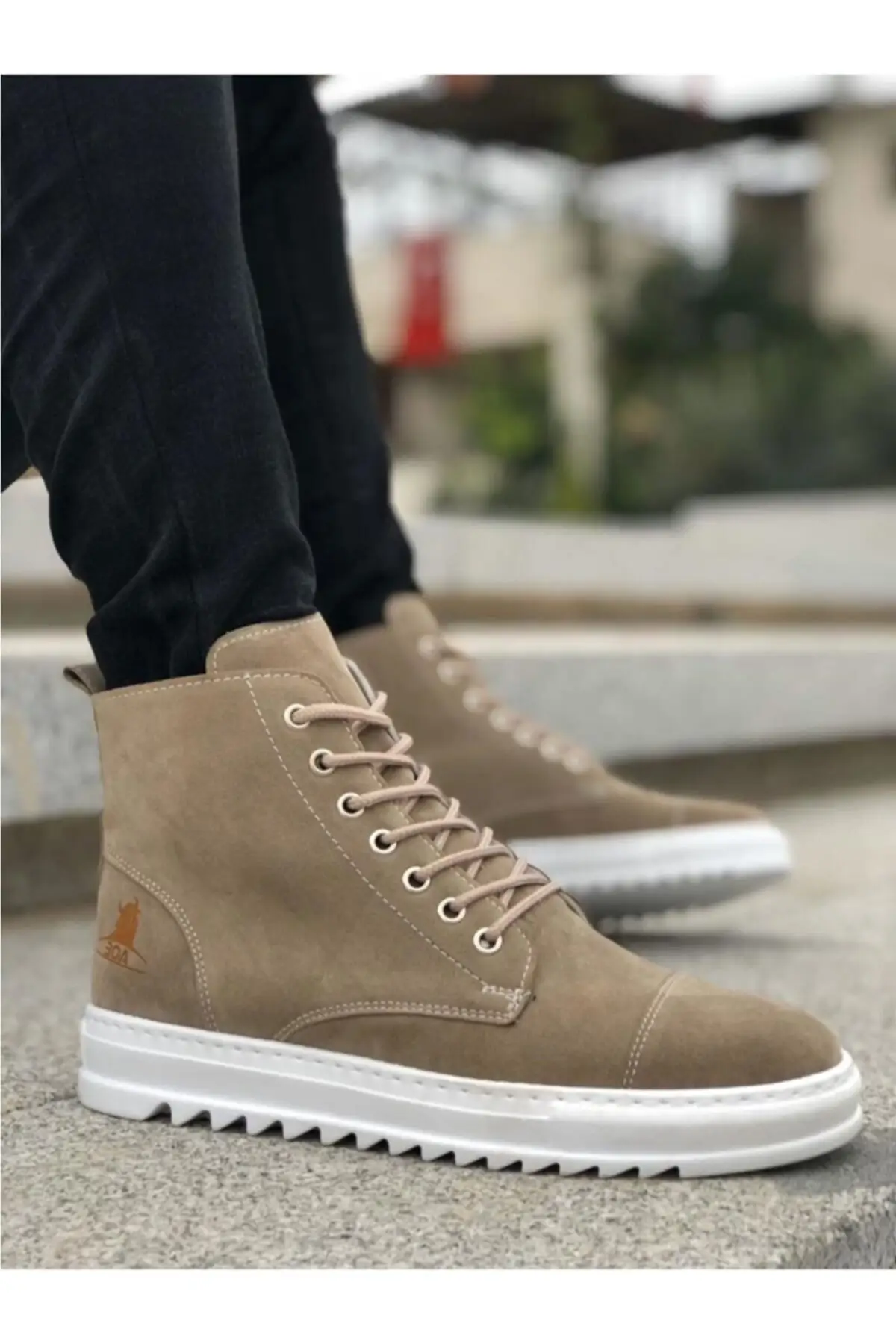 

BA Lace-up Mascaret Mink Suede White Base Casual Sports Half Wrist Casual Warm Hiking Work Boots