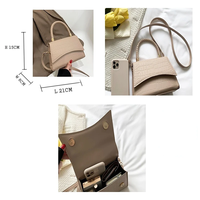 2023 Solid Pu Leather Shoulder Bag Fashion Designer Handbags Top Handle Bags For Women Casual Crossbody Bags Vintage Square Bag