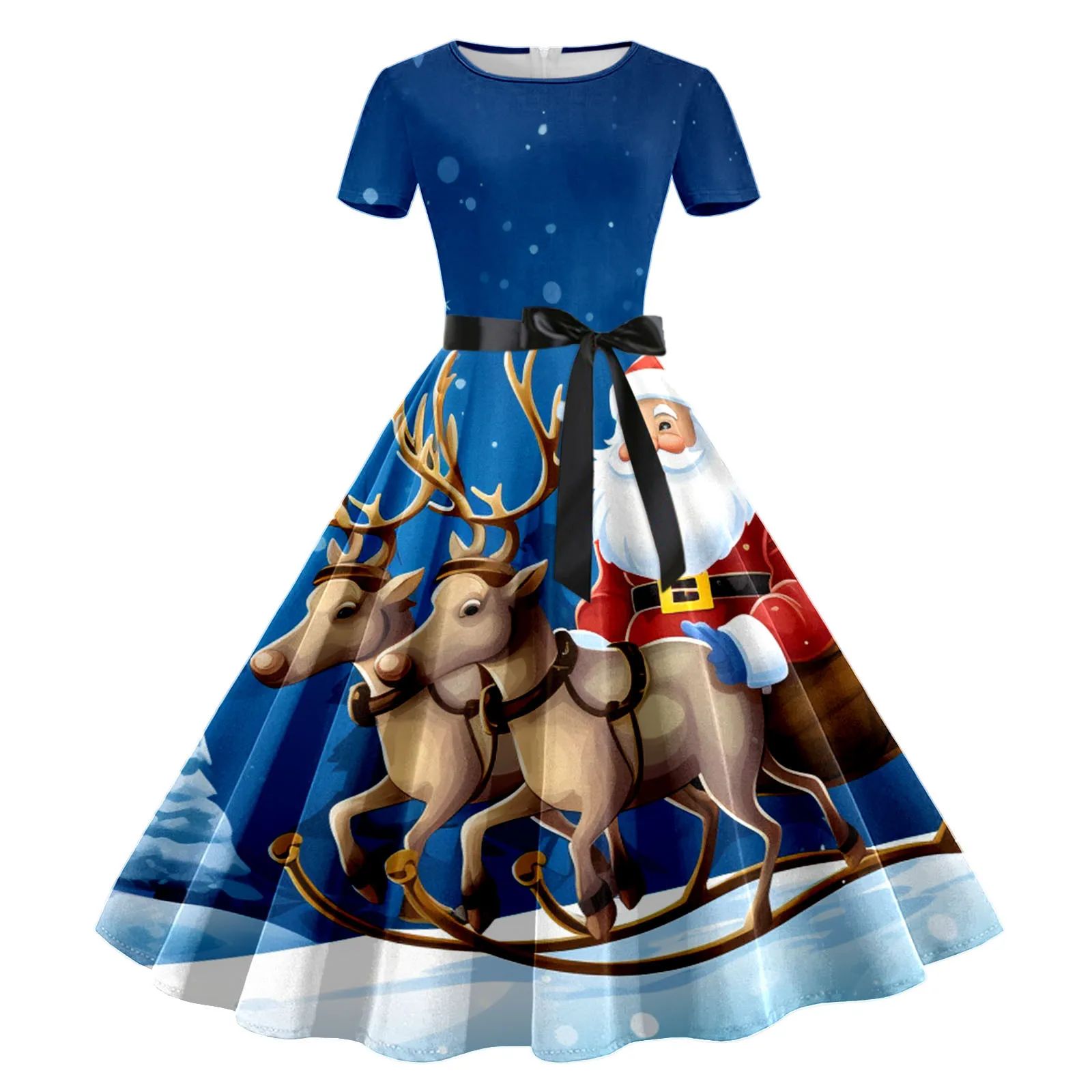 

Женское платье с рождественским принтом, с коротким рукавом, в стиле 1920-х, для хозяйки, вечеринки, выпускного вечера