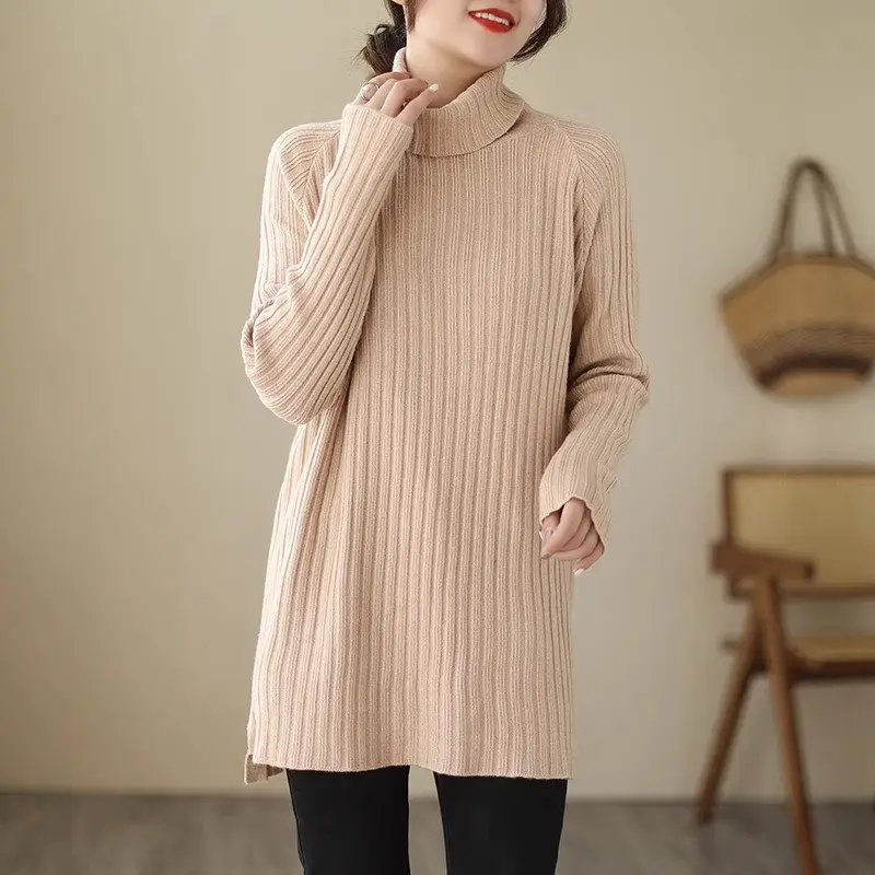 Свободная и удобная универсальная трикотажная одежда тонкий Топ с длинным