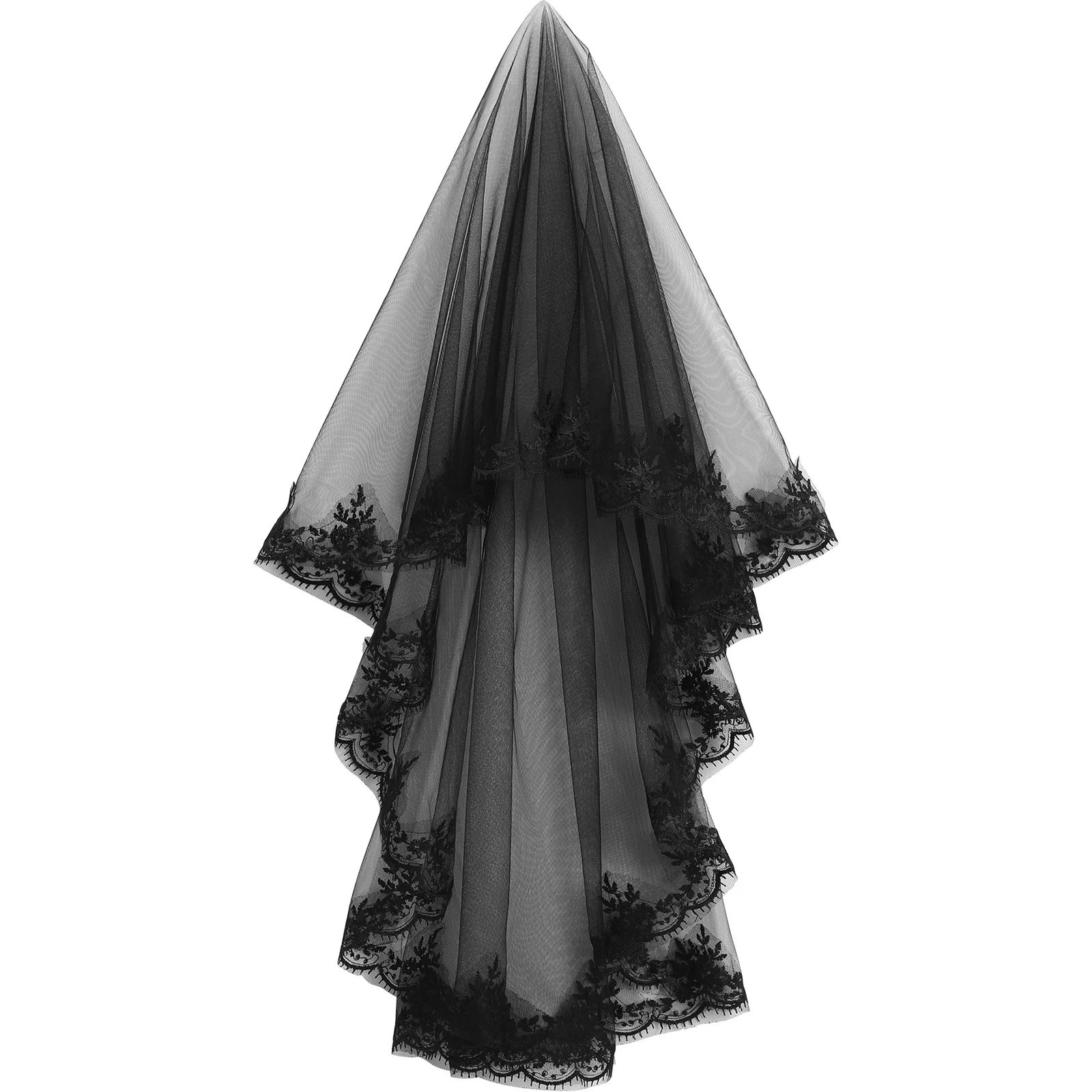 

Halloween Cos Veil Headdress Wedding Veils Long Black Photography Cosplay Hair Polyester Mesh Bride Bridal