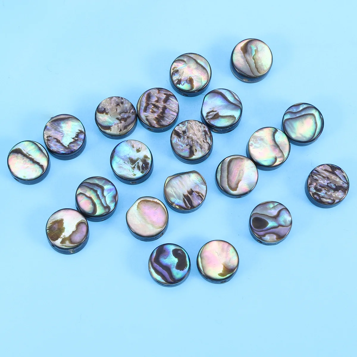 

20 PCS Ocean Shell Beads Ocean Necklace Flat Round Shell Beads Ocean Ornaments Jewelry Colorful Loose Coin Beads